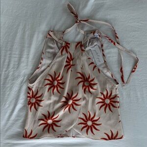 Petal & Pup Red Sun Pattern Halter Top
